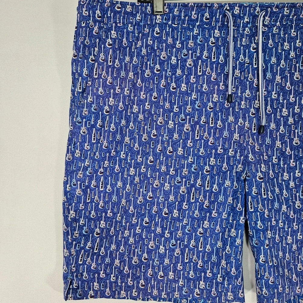 Peter Millar Men's Swimming Shorts Draw String Guitar Print about 2XL‎